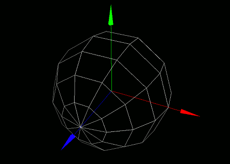 実行結果、球のワイヤーフレーム描画の図