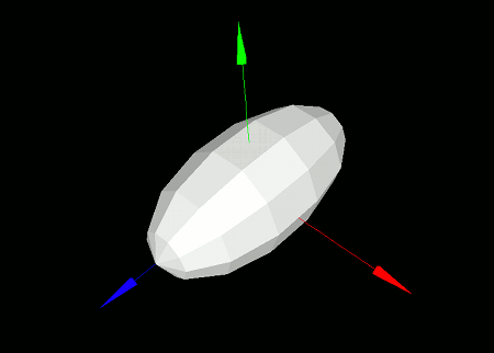 実行結果、引き伸ばされた球の図