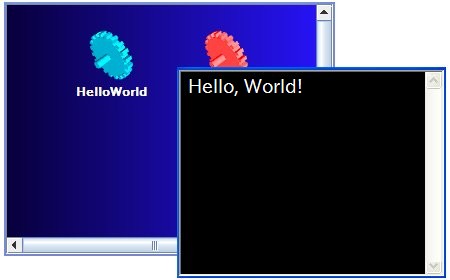 GUIの図。黒い画面に白い文字がある。
